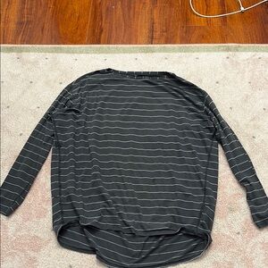 Black Lululemon Striped Black and Gray Women's Top